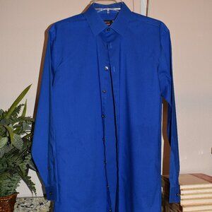 J.Ferrar Stretch Slim Dress Shirt Size M 15-15 1/2 in Blue